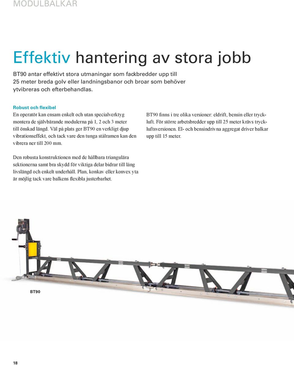 Väl på plats ger BT90 en verkligt djup vibrationseffekt, och tack vare den tunga stålramen kan den vibrera ner till 200 mm.