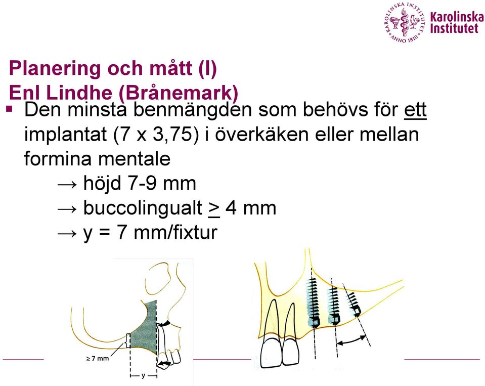 x 3,75) i överkäken eller mellan formina mentale