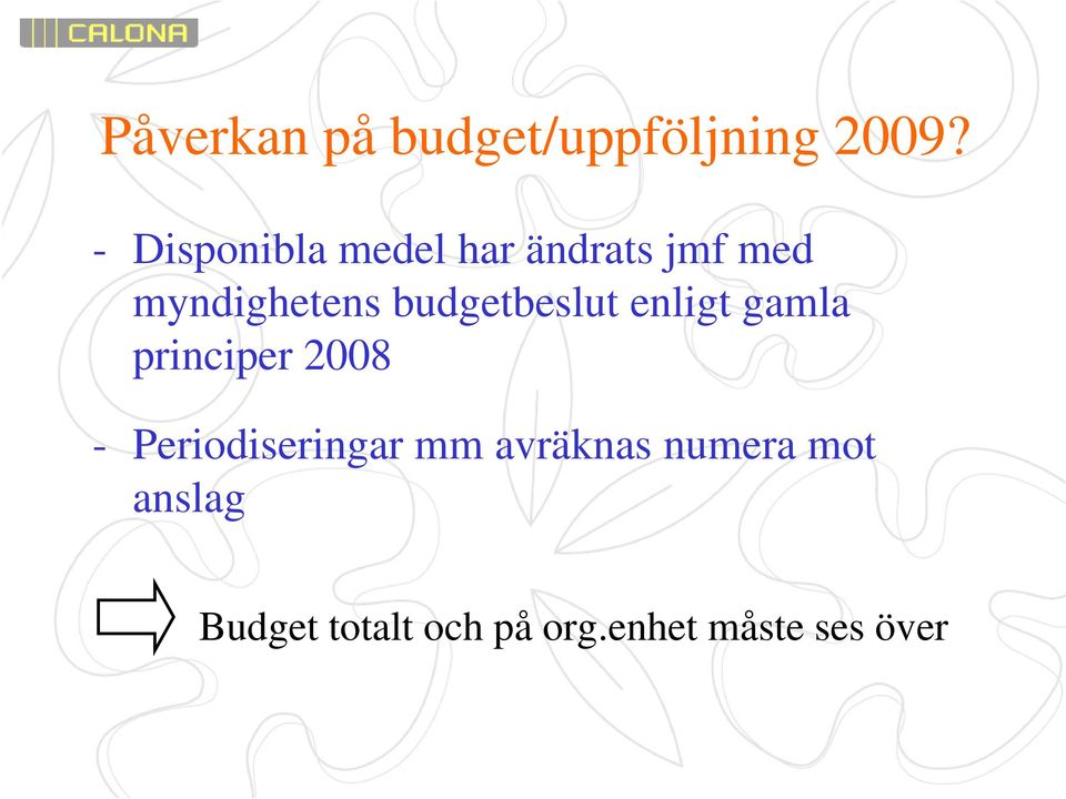 budgetbeslut enligt gamla principer 2008 -