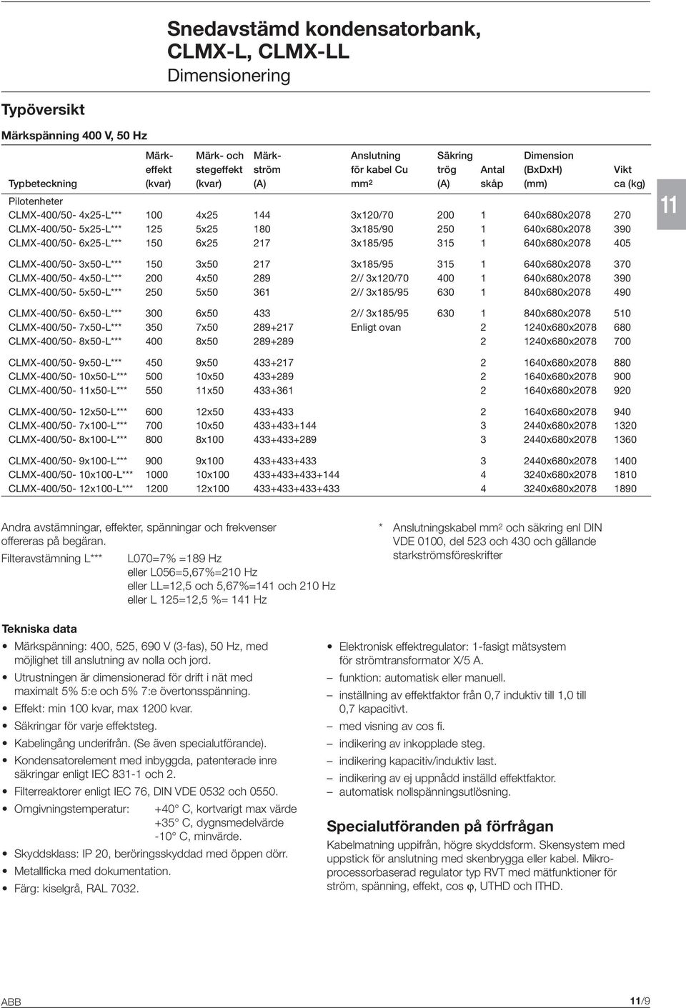 1 640x680x2078 390 CLMX-400/50-6x25-L*** 150 6x25 217 3x185/95 315 1 640x680x2078 405 11 CLMX-400/50-3x50-L*** 150 3x50 217 3x185/95 315 1 640x680x2078 370 CLMX-400/50-4x50-L*** 200 4x50 289 2//