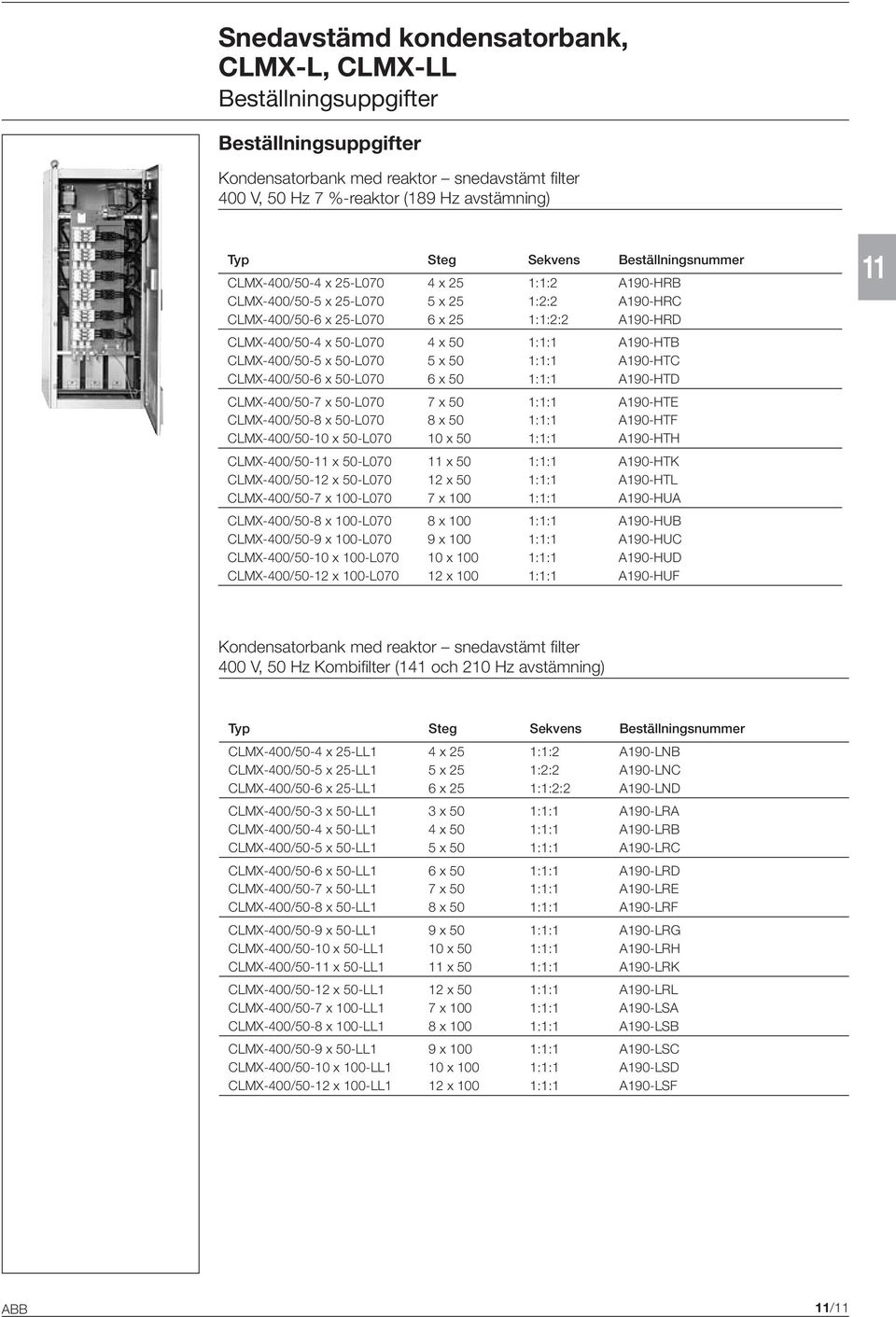 A190-HTB CLMX-400/50-5 x 50-L070 5 x 50 1:1:1 A190-HTC CLMX-400/50-6 x 50-L070 6 x 50 1:1:1 A190-HTD CLMX-400/50-7 x 50-L070 7 x 50 1:1:1 A190-HTE CLMX-400/50-8 x 50-L070 8 x 50 1:1:1 A190-HTF