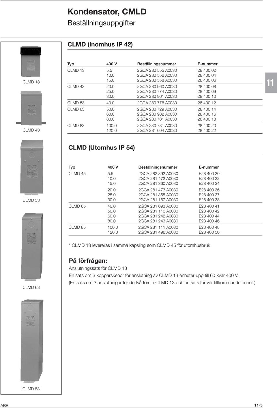 0 2GCA 280 729 A0030 28 400 14 60.0 2GCA 280 982 A0030 28 400 16 80.0 2GCA 280 781 A0030 28 400 18 CLMD 83 100.0 2GCA 280 731 A0030 28 400 20 120.