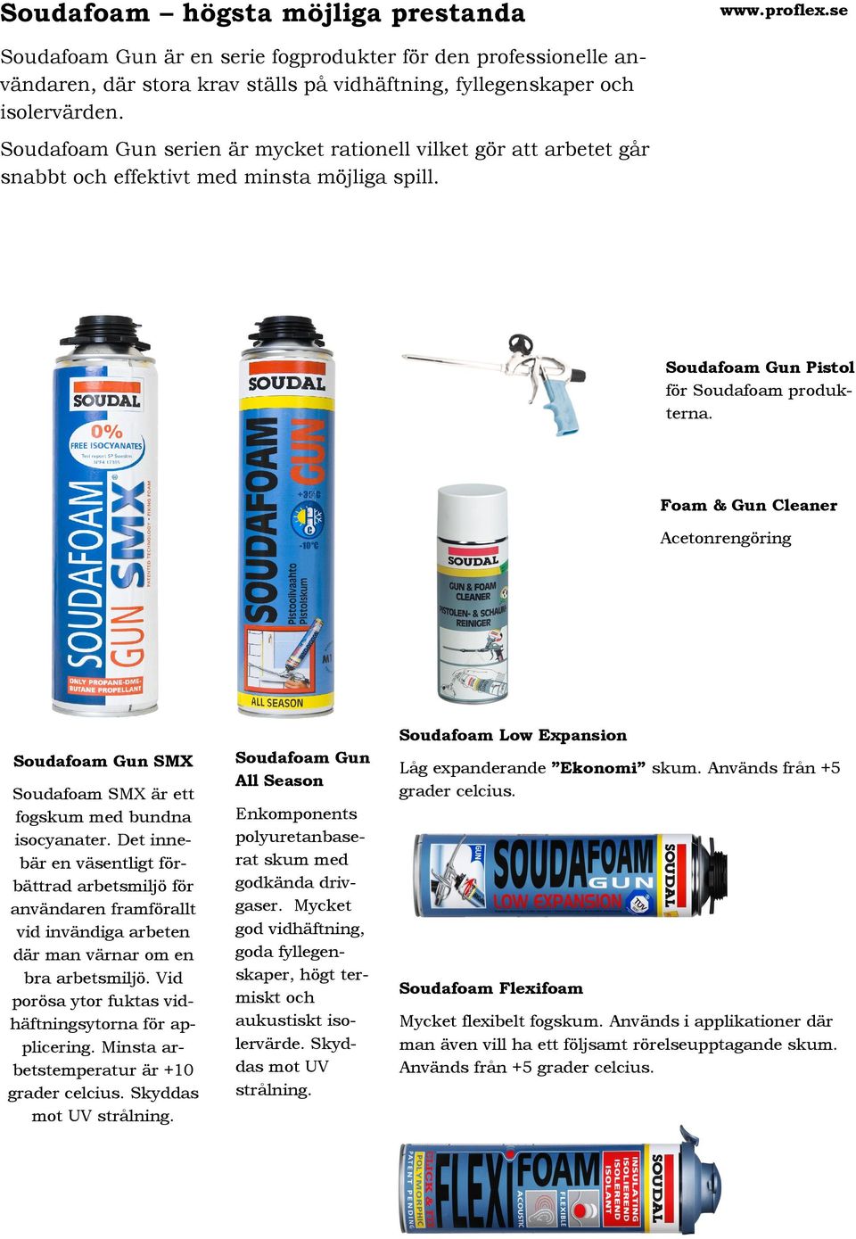 Foam & Gun Cleaner Acetonrengöring Soudafoam Gun SMX Soudafoam SMX är ett fogskum med bundna isocyanater.