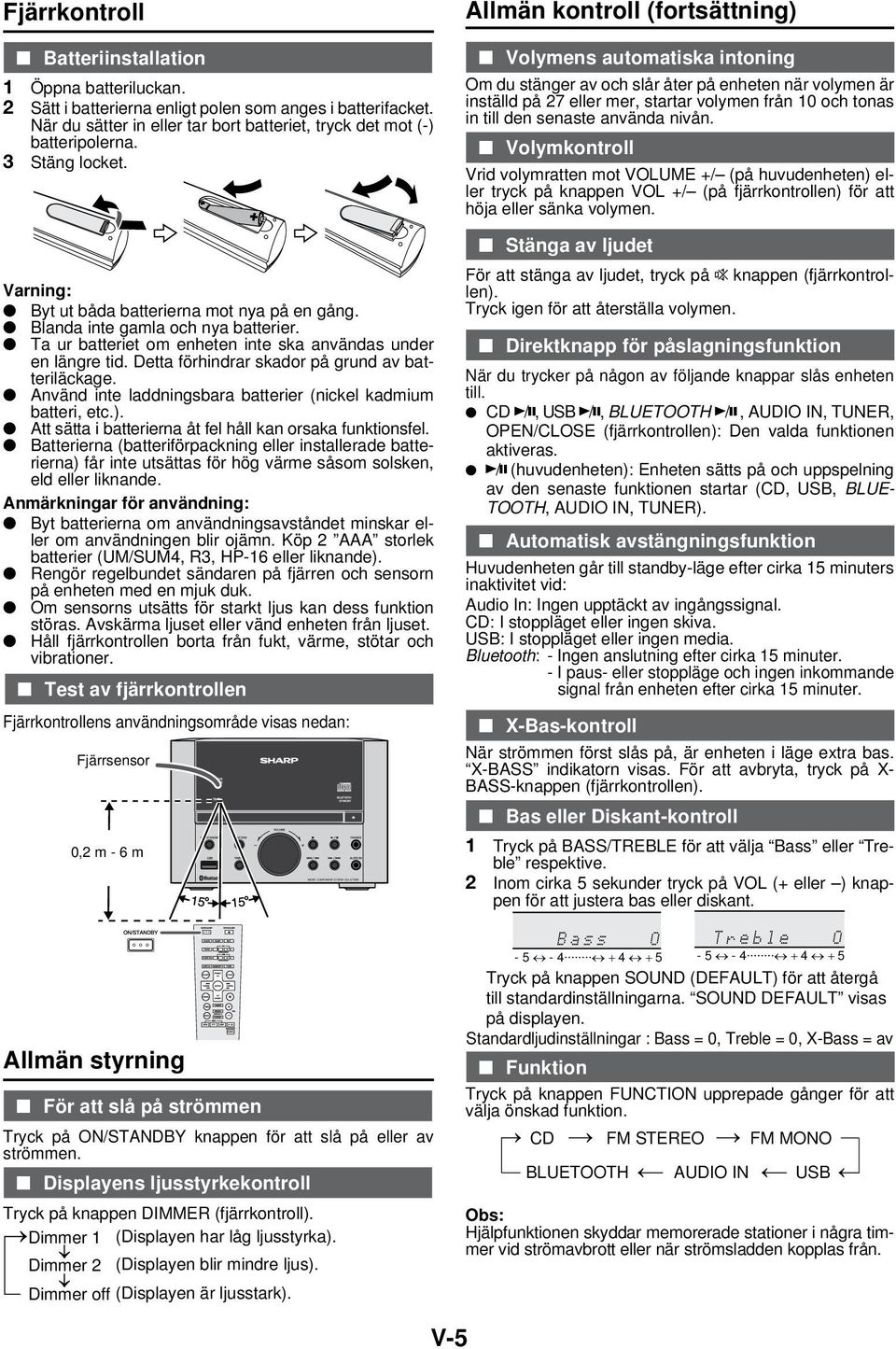 Ta ur batteriet om enheten inte ska användas under en längre tid. Detta förhindrar skador på grund av batteriläckage. Använd inte laddningsbara batterier (nickel kadmium batteri, etc.).