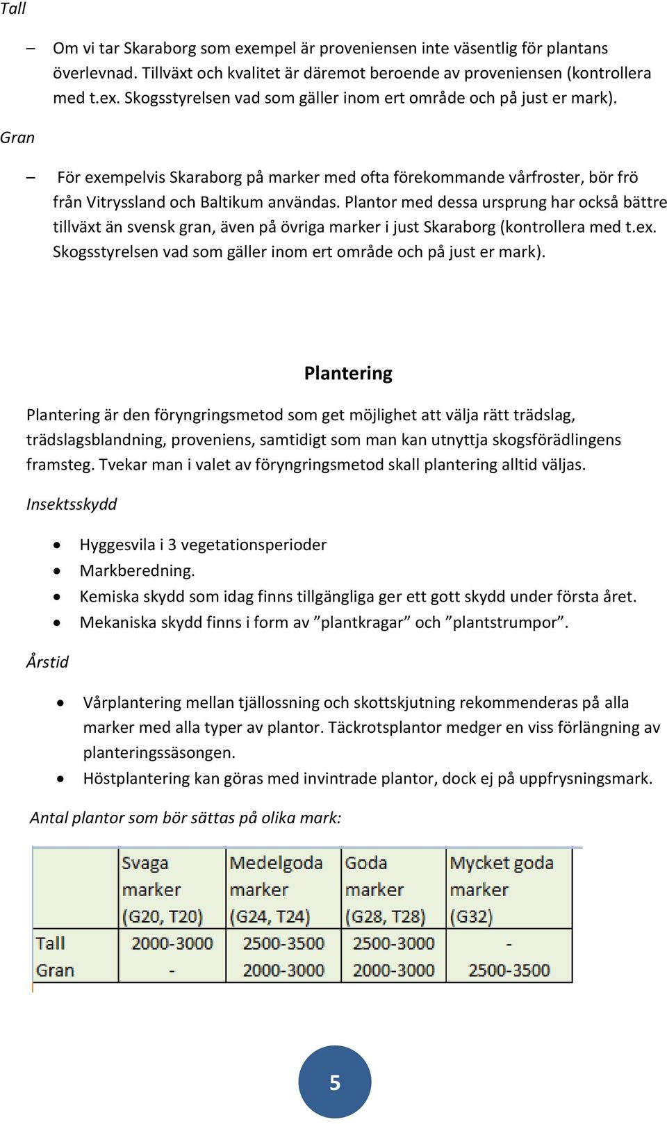 Plantor med dessa ursprung har också bättre tillväxt än svensk gran, även på övriga marker i just Skaraborg (kontrollera med t.ex. Skogsstyrelsen vad som gäller inom ert område och på just er mark).