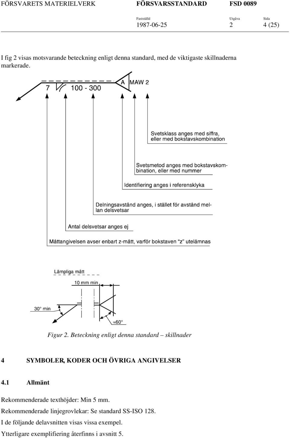 Beteckning enligt denna standard skillnader 4 SYMBOLER, KODER OCH ÖVRIGA ANGIVELSER 4.