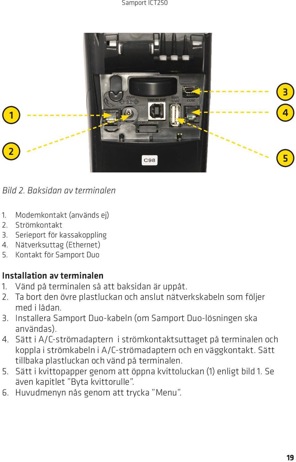 Installera Samport Duo-kabeln (om Samport Duo-lösningen ska användas). 4.