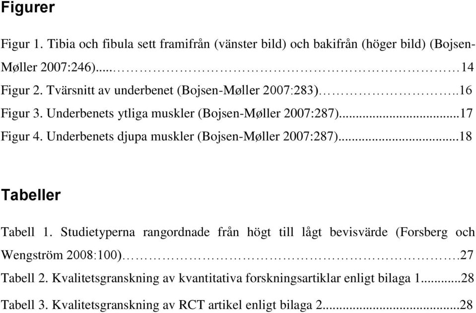 Underbenets djupa muskler (Bojsen-Møller 2007:287)...18 Tabeller Tabell 1.