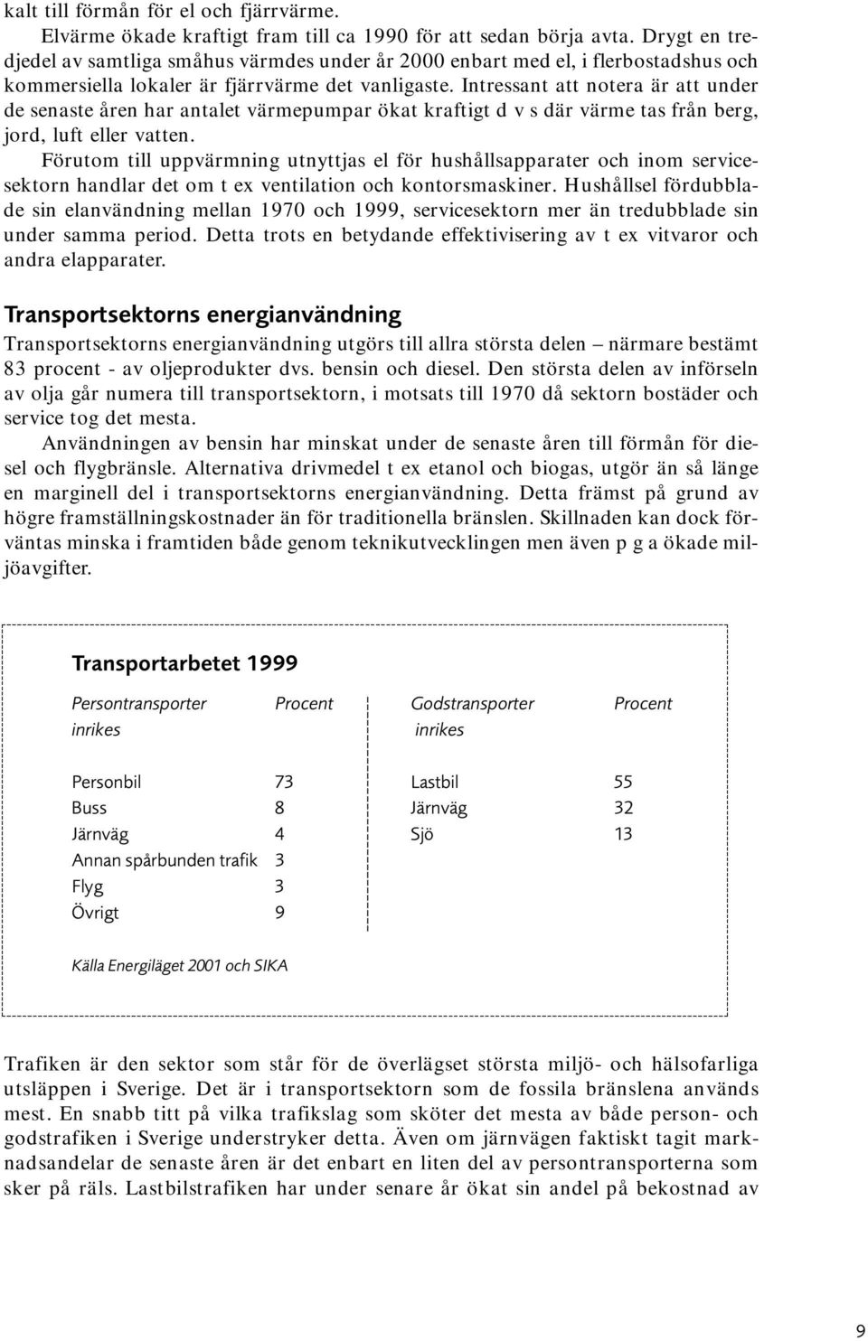 Intressant att notera är att under de senaste åren har antalet värmepumpar ökat kraftigt d v s där värme tas från berg, jord, luft eller vatten.