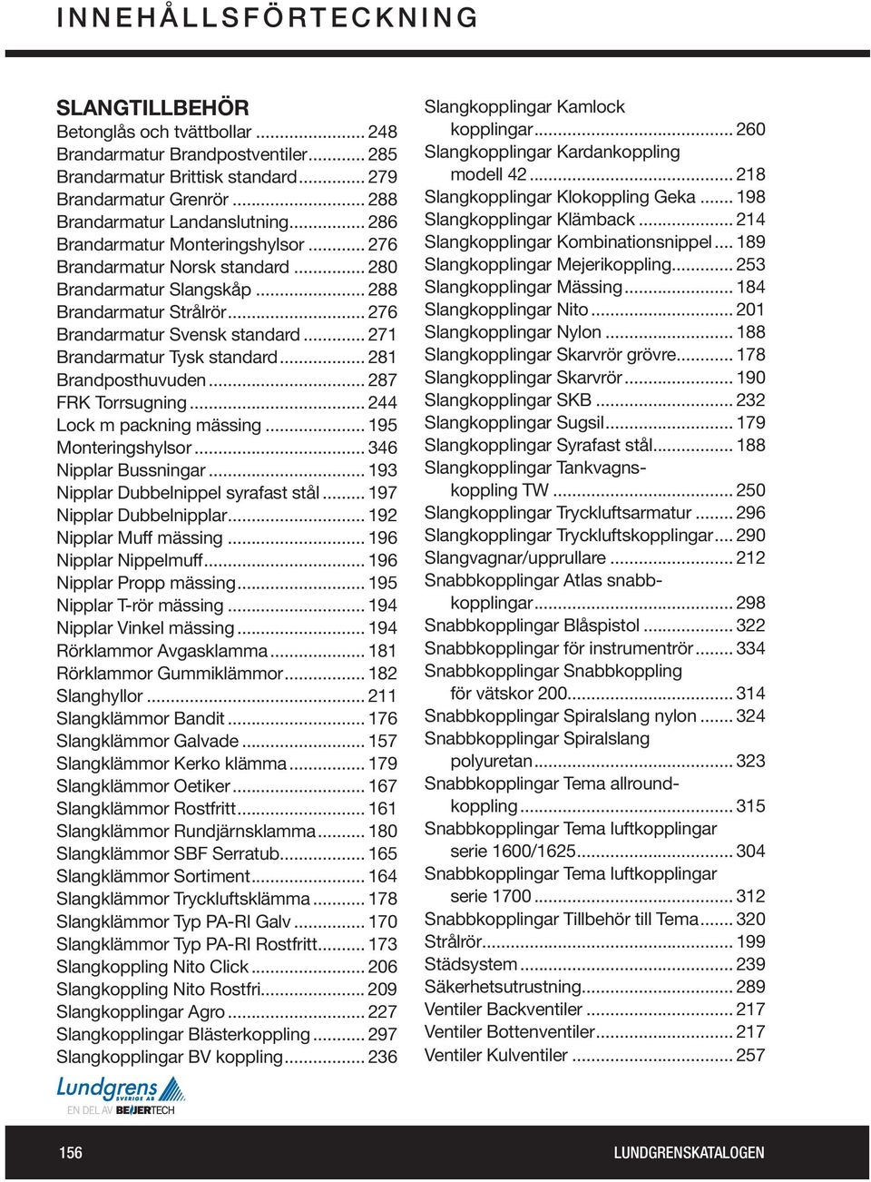 .. 281 Brandposthuvuden... 287 FRK Torrsugning... 244 Lock m packning mässing... 195 Monteringshylsor... 346 Nipplar Bussningar... 193 Nipplar Dubbelnippel syrafast stål... 197 Nipplar Dubbelnipplar.