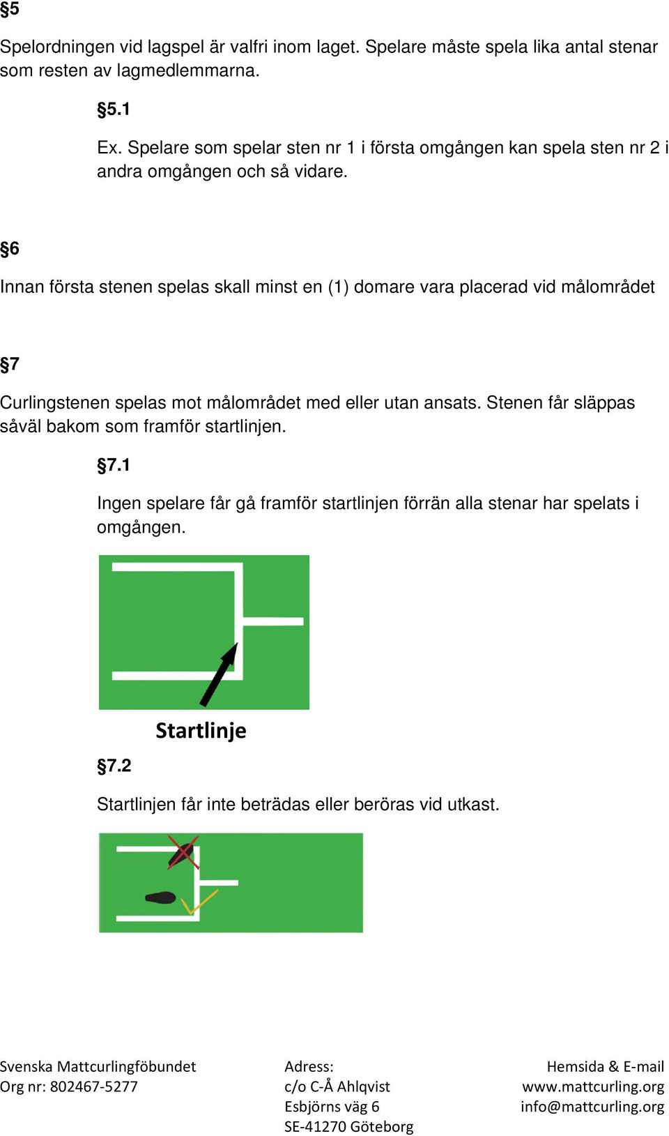 6 Innan första stenen spelas skall minst en (1) domare vara placerad vid målområdet 7 Curlingstenen spelas mot målområdet med eller utan ansats.