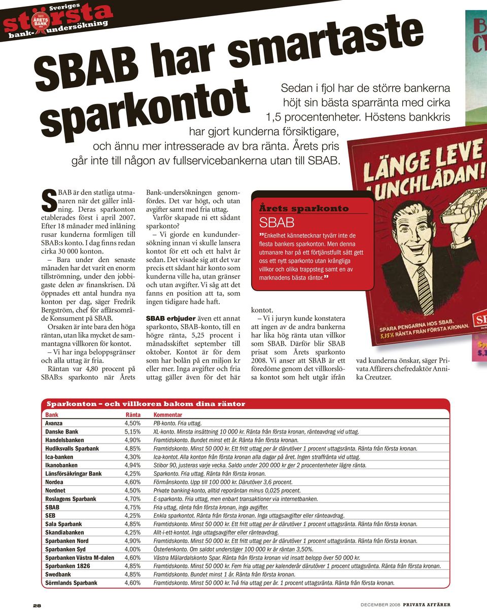 Deras sparkoto etablerades först i april 2007. Efter 18 måader med ilåig rusar kudera formlige till SBAB:s koto. I dag fis reda cirka 30 000 koto.