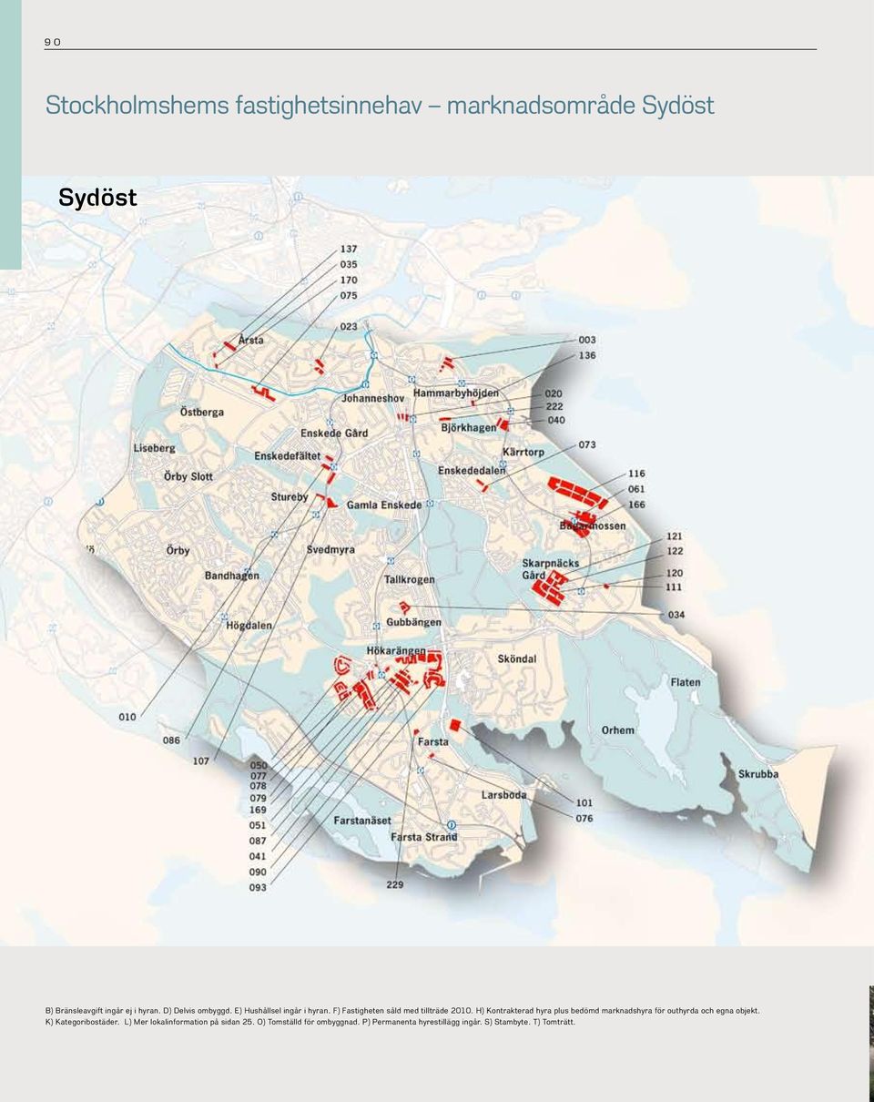 H) Kontrakterad hyra plus bedömd marknadshyra för outhyrda och egna objekt. K) Kategoribostäder.