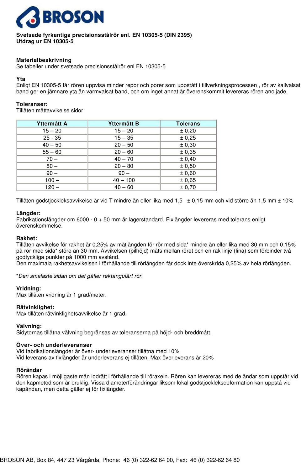 i tillverkningsprocessen, rör av kallvalsat band ger en jämnare yta än varmvalsat band, och om inget annat är överenskommit levereras rören anoljade.