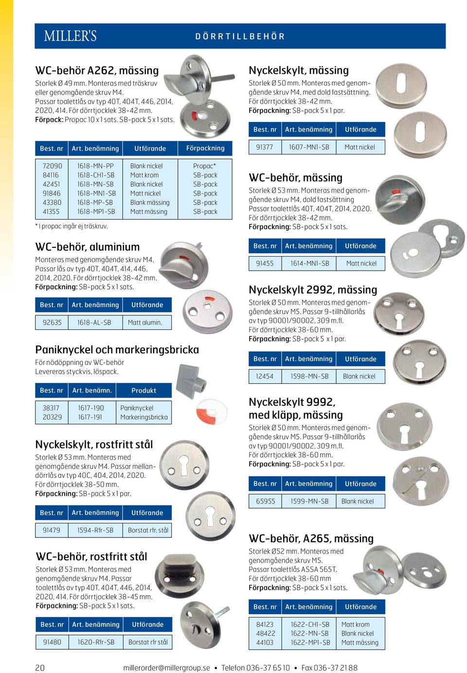 Förpackning 72090 1618-MN-PP Blank nickel Propac* 84116 1618-CH1-SB Matt krom SB-pack 42451 1618-MN-SB Blank nickel SB-pack 91846 1618-MN1-SB Matt nickel SB-pack 43380 1618-MP-SB Blank mässing