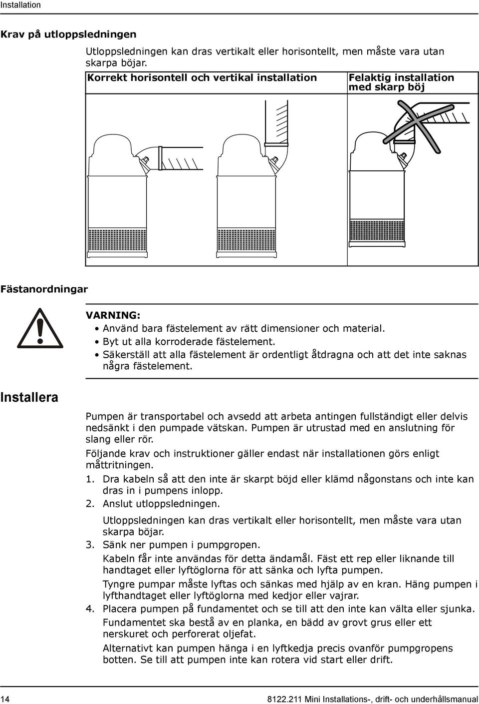 Byt ut alla korroderade fästelement. Säkerställ att alla fästelement är ordentligt åtdragna och att det inte saknas några fästelement.