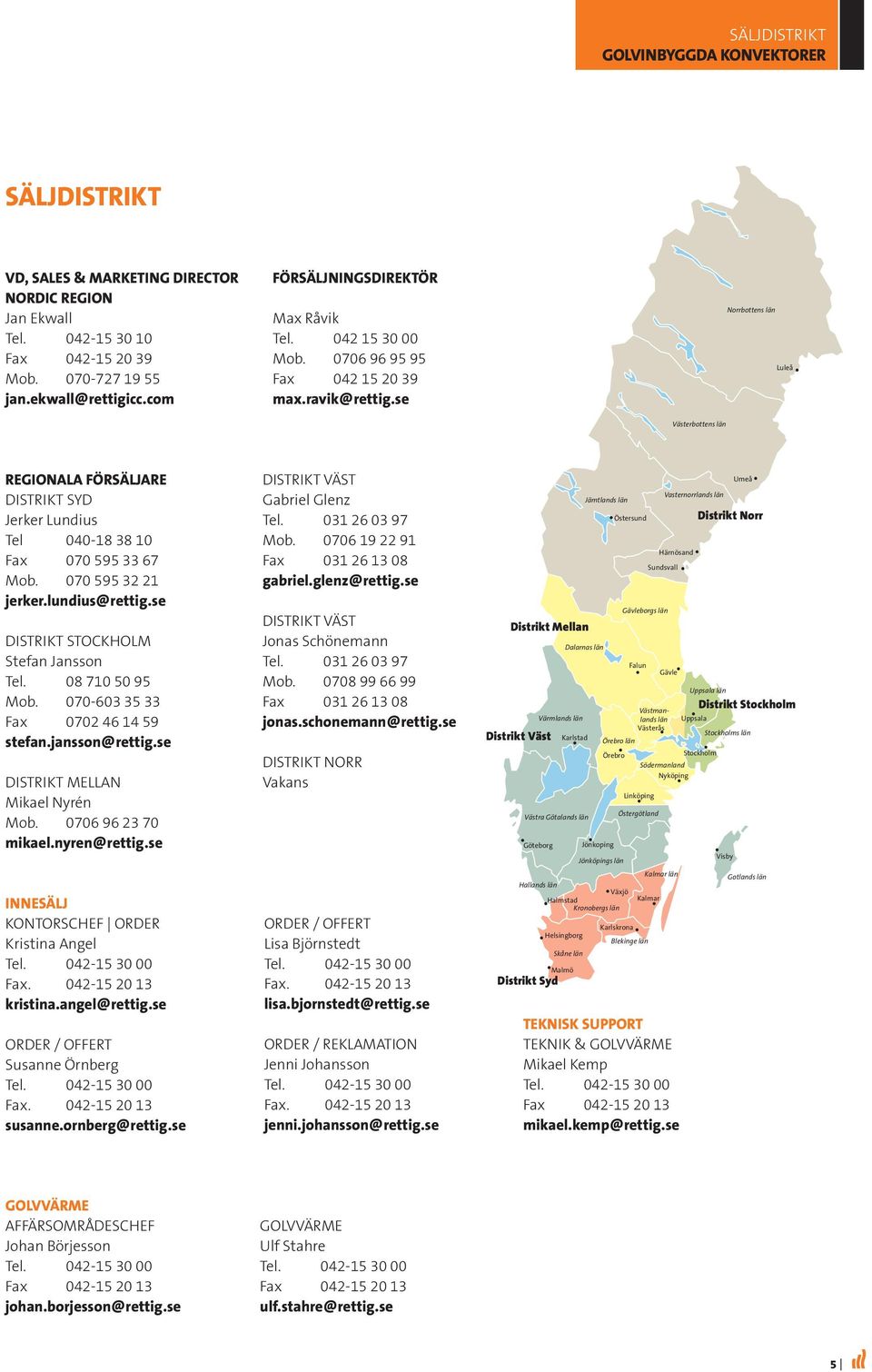 070 595 32 21 jerker.lundius@rettig.se DISTRIKT STOCKHOLM Stefan Jansson Tel. 08 710 50 95 Mob. 070-603 35 33 Fax 0702 46 14 59 stefan.jansson@rettig.se Distrikt Mellan Mikael Nyrén Mob.