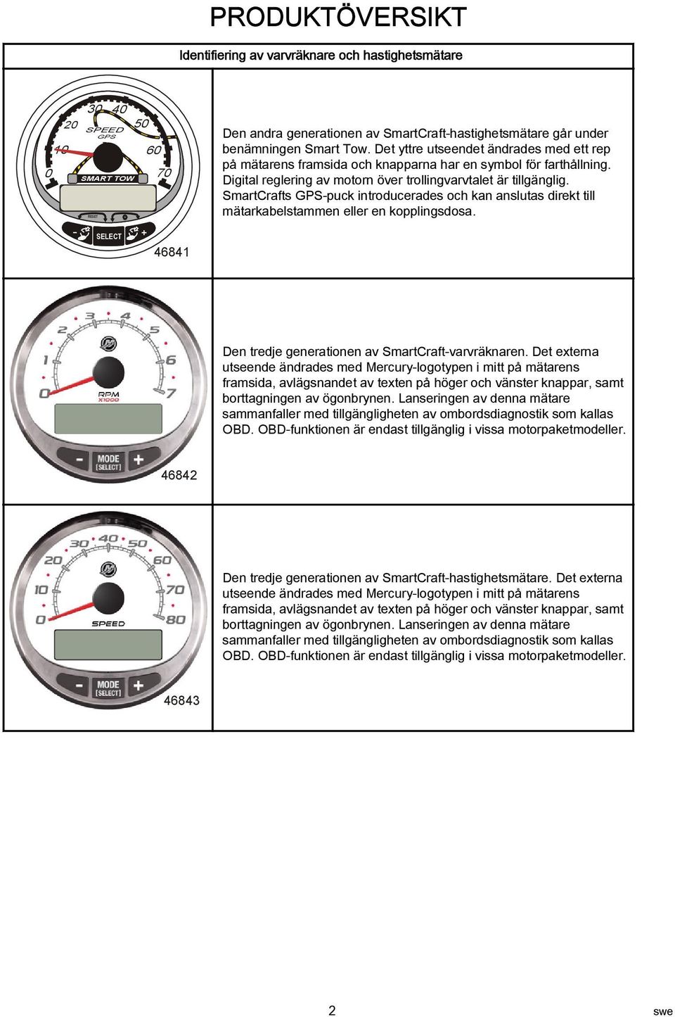 SmartCrafts GPS-puck introducerades och kan anslutas direkt till mätarkabelstammen eller en kopplingsdosa. SELECT 46841 Den tredje generationen av SmartCraft-varvräknaren.