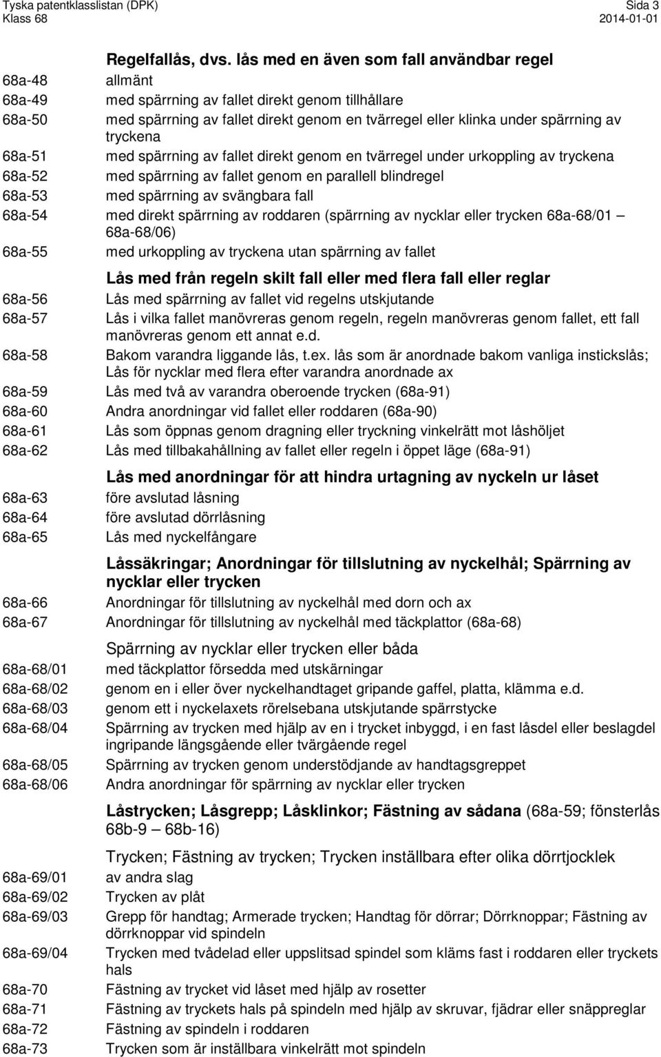 av tryckena 68a-51 med spärrning av fallet direkt genom en tvärregel under urkoppling av tryckena 68a-52 med spärrning av fallet genom en parallell blindregel 68a-53 med spärrning av svängbara fall