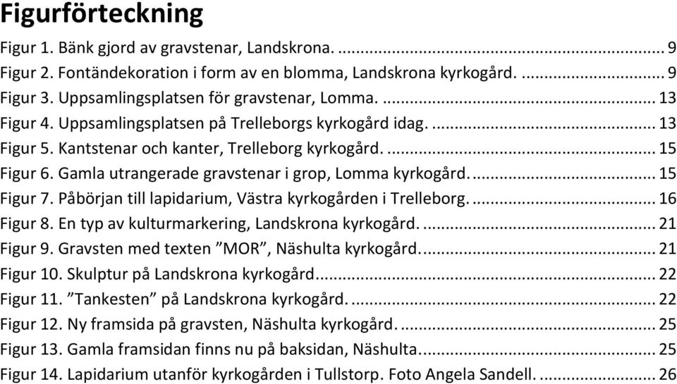 ... 15 Figur 7. Påbörjan till lapidarium, Västra kyrkogården i Trelleborg.... 16 Figur 8. En typ av kulturmarkering, Landskrona kyrkogård.... 21 Figur 9. Gravsten med texten MOR, Näshulta kyrkogård.