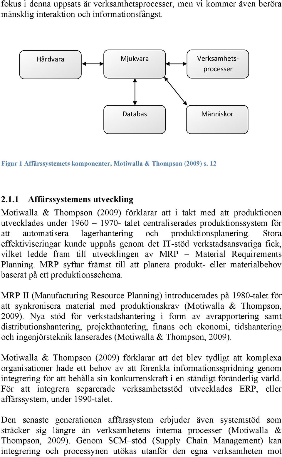 Affärssystemets komponenter, Motiwalla & Thompson (2009) s. 12