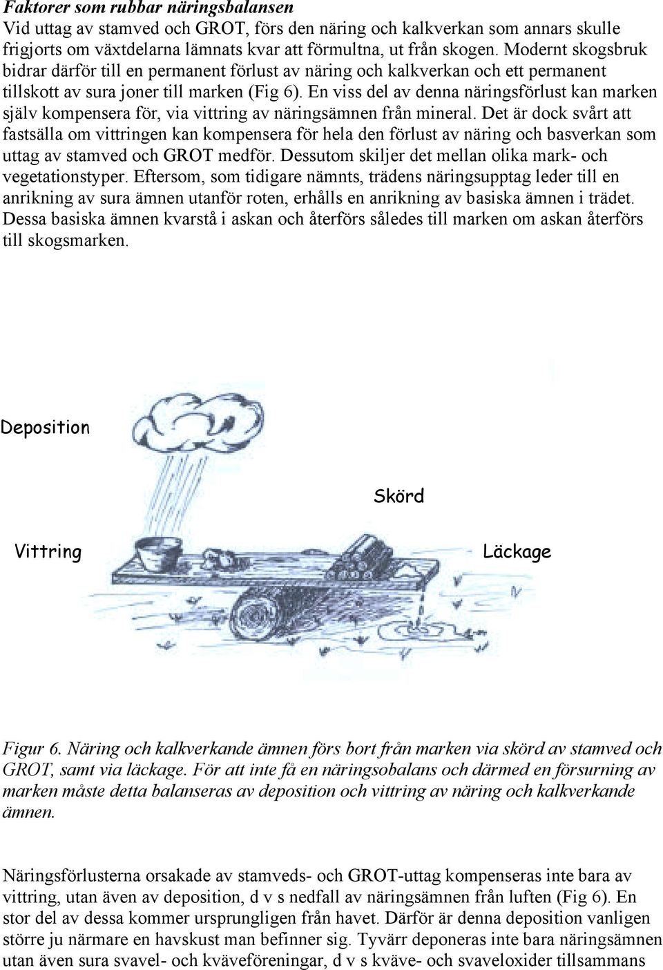 En viss del av denna näringsförlust kan marken själv kompensera för, via vittring av näringsämnen från mineral.