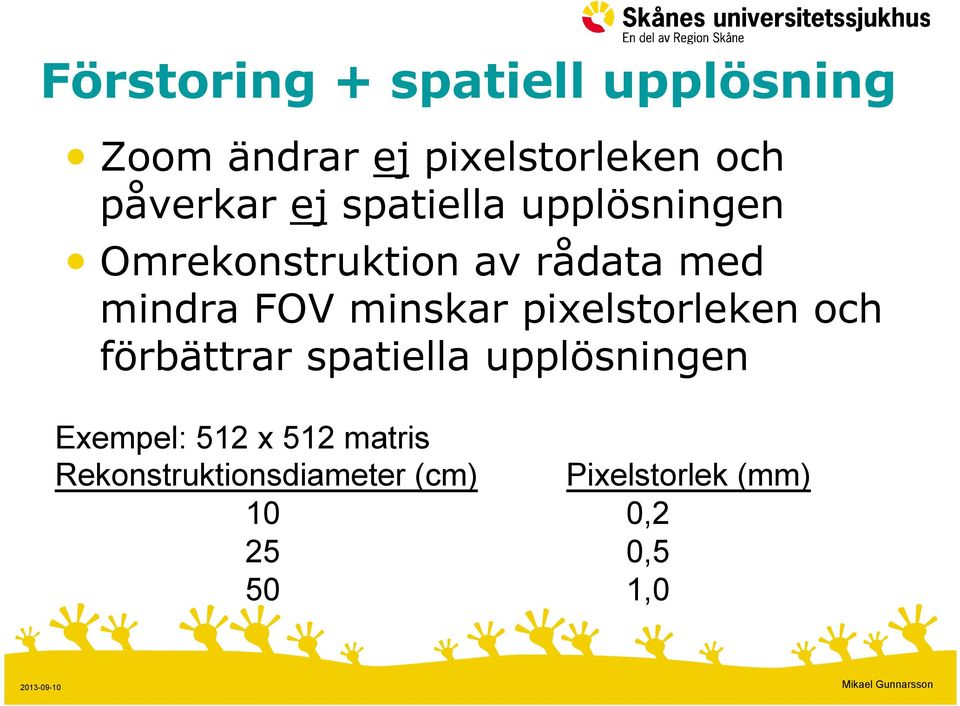 FOV minskar pixelstorleken och förbättrar spatiella upplösningen Exempel: