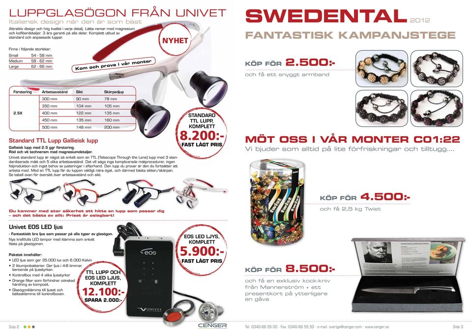 Finns i följande storlekar: Small Medium Large 54-58 mm 58-62 mm 62-66 mm Kom och prova i vår monter nyhet Swedental 2012 Fantastisk kampanjstege Köp för 2.