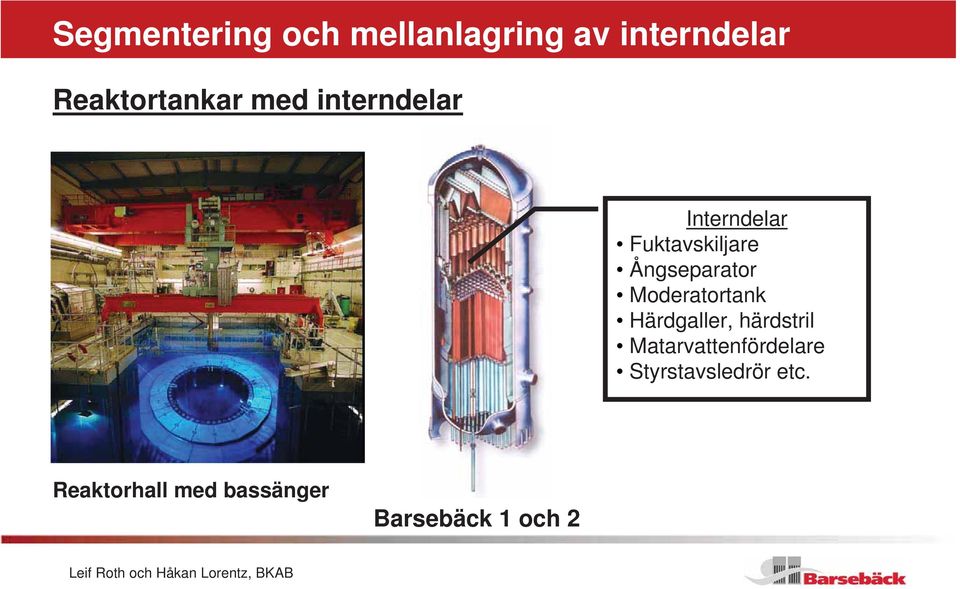 Moderatortank Härdgaller, härdstril Matarvattenfördelare