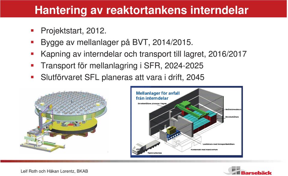 Kapning av interndelar och transport till lagret, 2016/2017