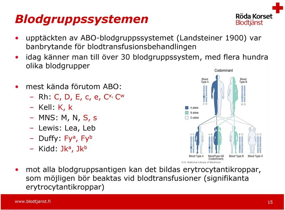 Kell: K, k MNS: M, N, S, s Lewis: Lea, Leb Duffy: Fy a, Fy b Kidd: Jk a, Jk b mot alla blodgruppsantigen kan det bildas