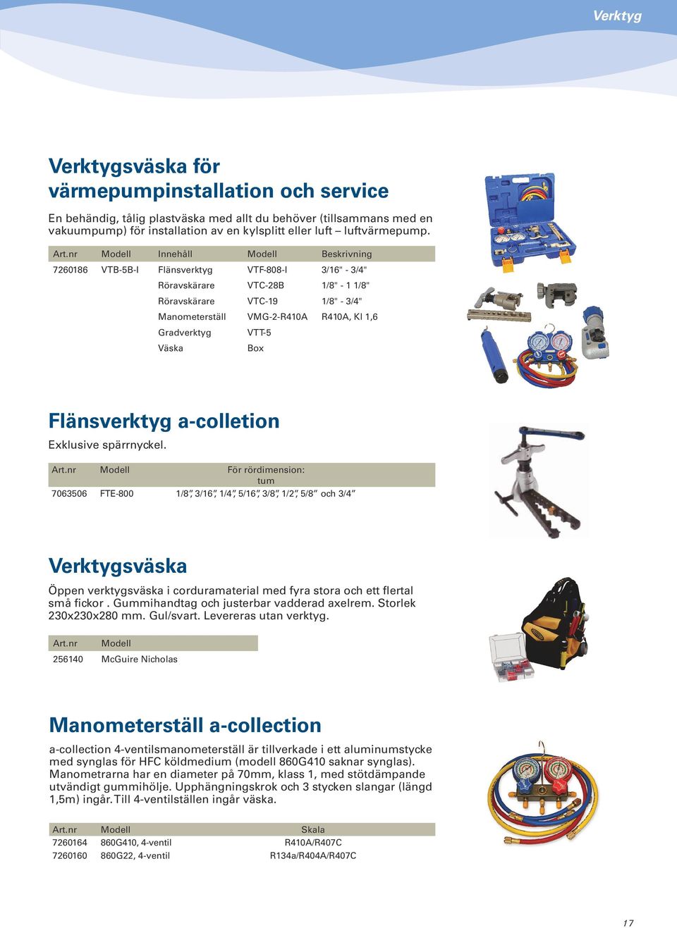 1,6 Gradverktyg Väska VTT-5 Box Flänsverktyg a-colletion Exklusive spärrnyckel. Art.