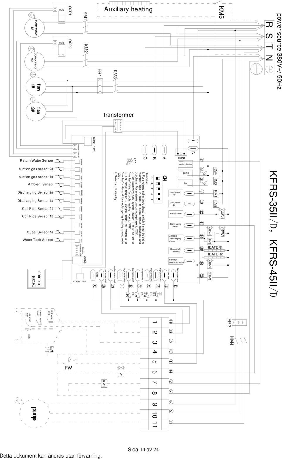 TEMP2 TEMP3 TEMP4 TEMP5 TEMP6 TEMP7 TEMP8 TEMP9 CON9 Electronic TEMP10 TEMP11 expansion valve CON10 12V ( 0 COM 15 Low water level 13 median water level 1LP29 High water level LED low pressure 2 LP1