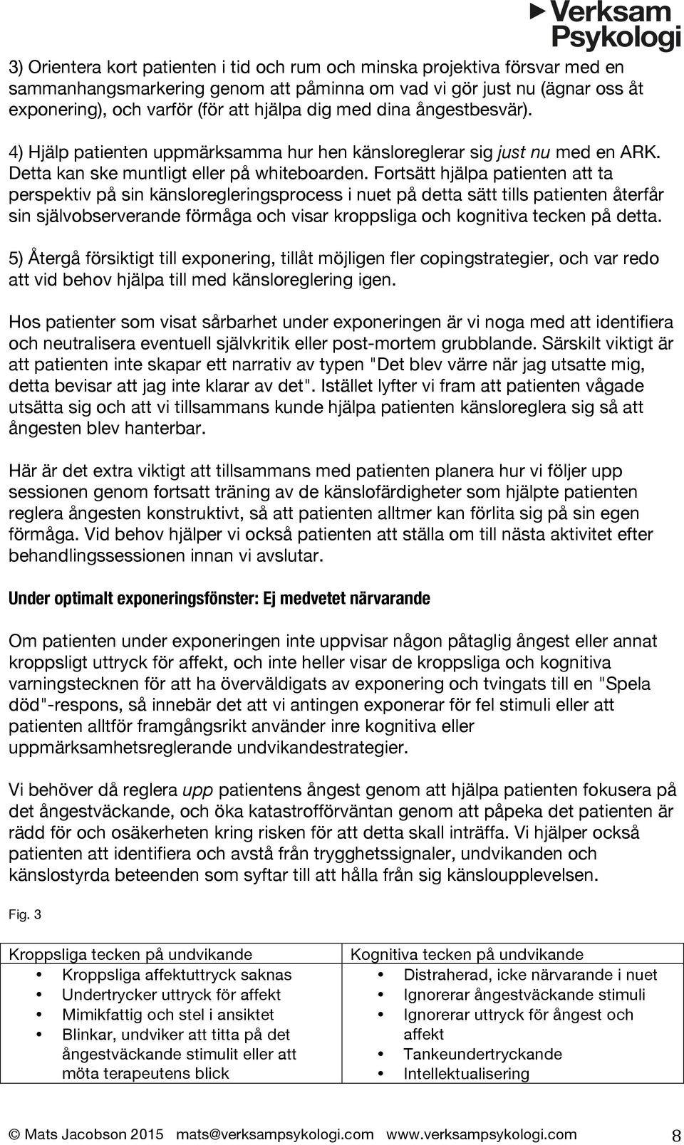 Fortsätt hjälpa patienten att ta perspektiv på sin känsloregleringsprocess i nuet på detta sätt tills patienten återfår sin självobserverande förmåga och visar kroppsliga och kognitiva tecken på