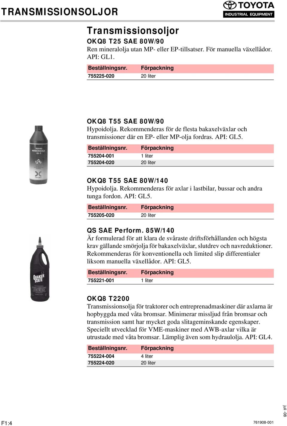 Rekommenderas för axlar i lastbilar, bussar och andra tunga fordon. API: GL5. 755205-020 20 liter QS SAE Perform.