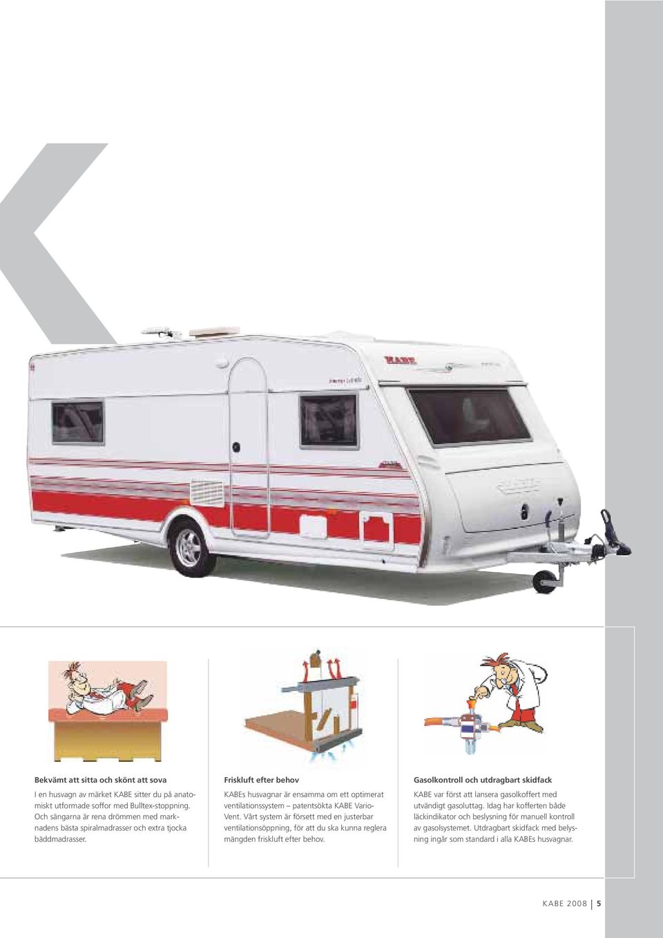 Friskluft efter behov KABEs husvagnar är ensamma om ett optimerat ventilationssystem patentsökta KABE Vario- Vent.