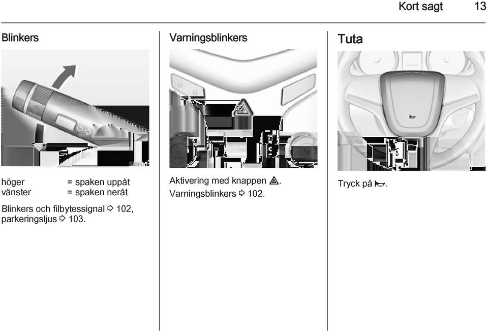 filbytessignal 3 102, parkeringsljus 3 103.