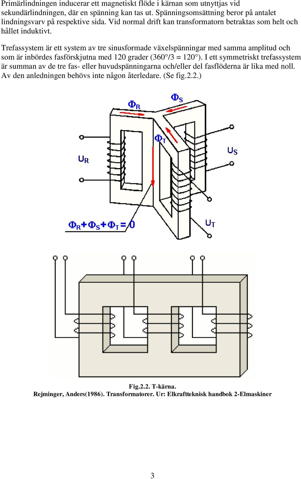 Trefassystem är ett system av tre sinusformade växelspänningar med samma amplitud och som är inbördes fasförskjutna med 120 grader (360 /3 = 120 ).