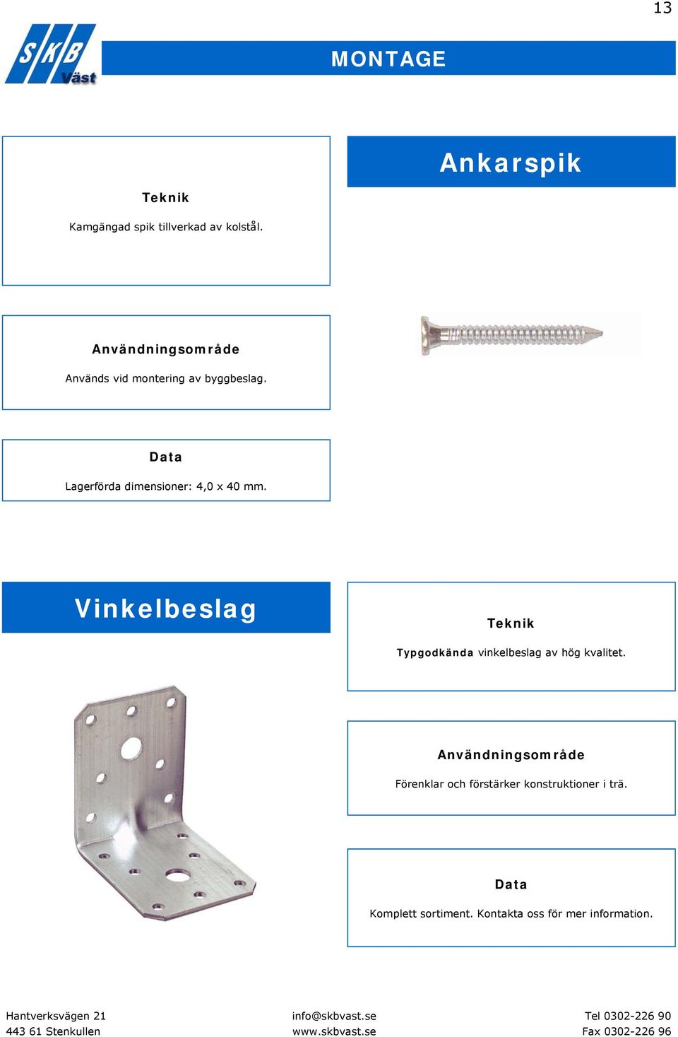 Lagerförda dimensioner: 4,0 x 40 mm.