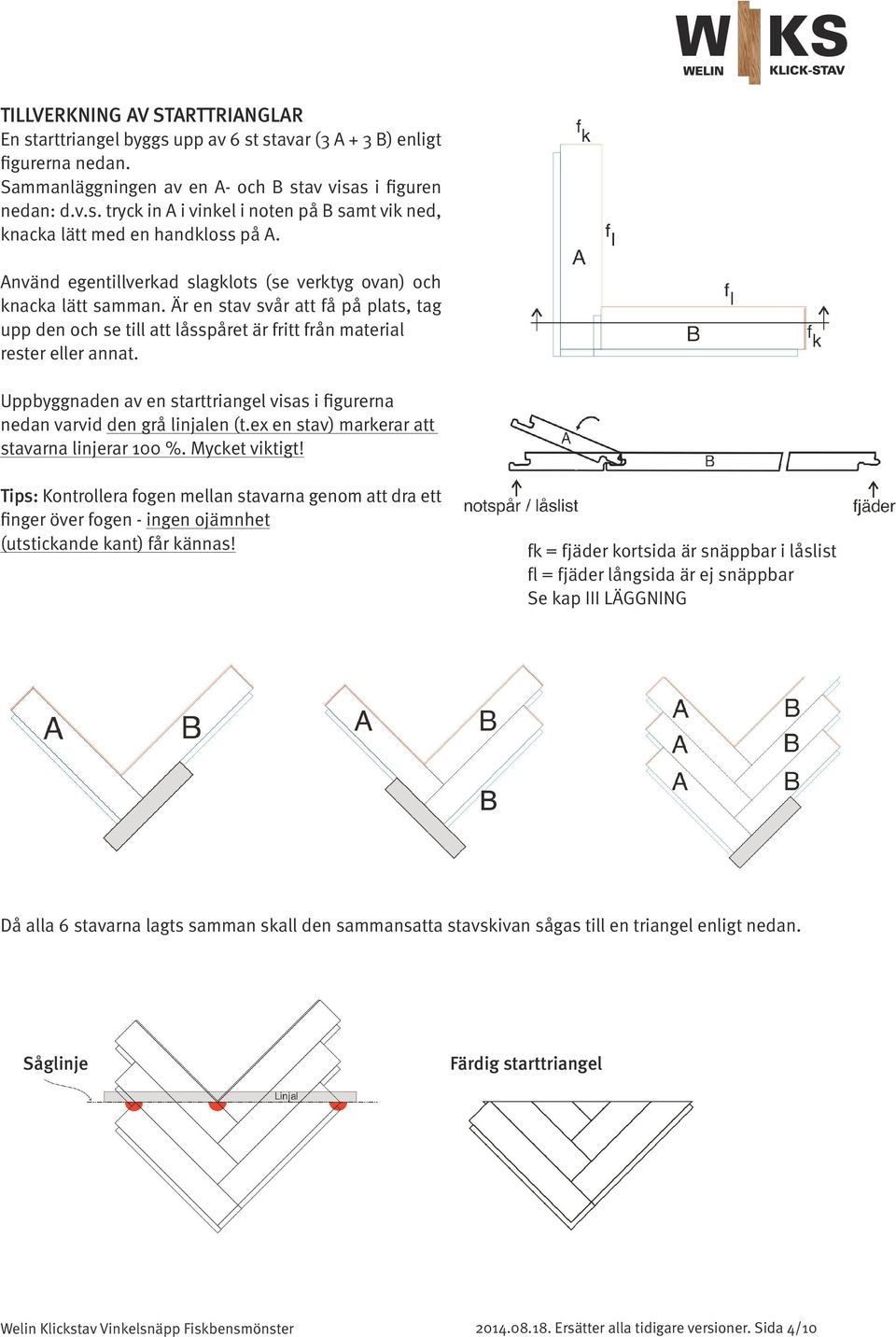 Uppbyggnaden av en starttriangel visas i figurerna nedan varvid den grå linjalen (t.ex en stav) markerar att stavarna linjerar 100 %. Mycket viktigt!