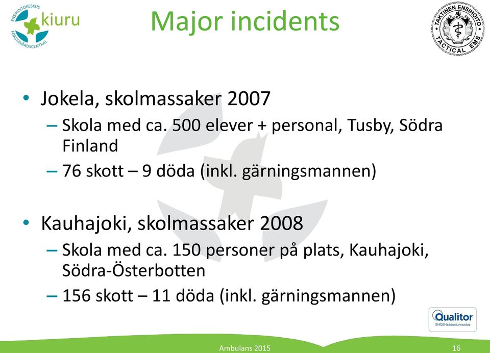 gärningsmannen) Kauhajoki, skolmassaker 2008 Skola med ca.