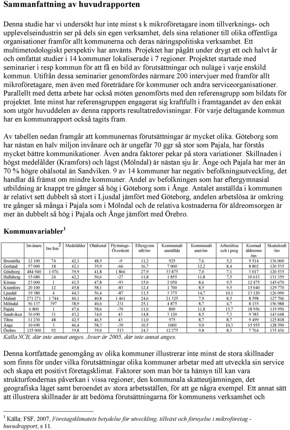 Projektet har pågått under drygt ett och halvt år och omfattat studier i 14 kommuner lokaliserade i 7 regioner.