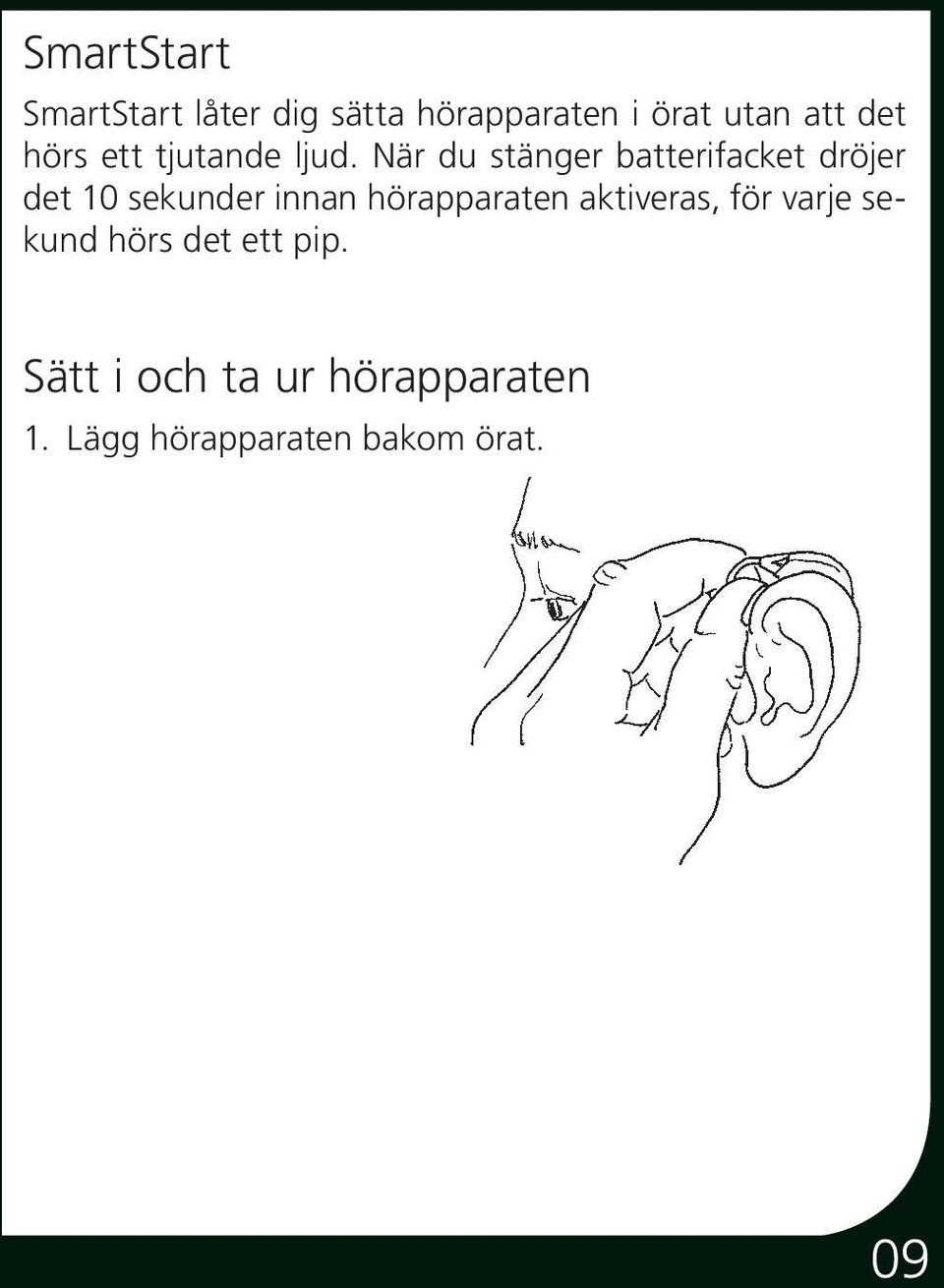 När du stänger batterifacket dröjer det 10 sekunder innan