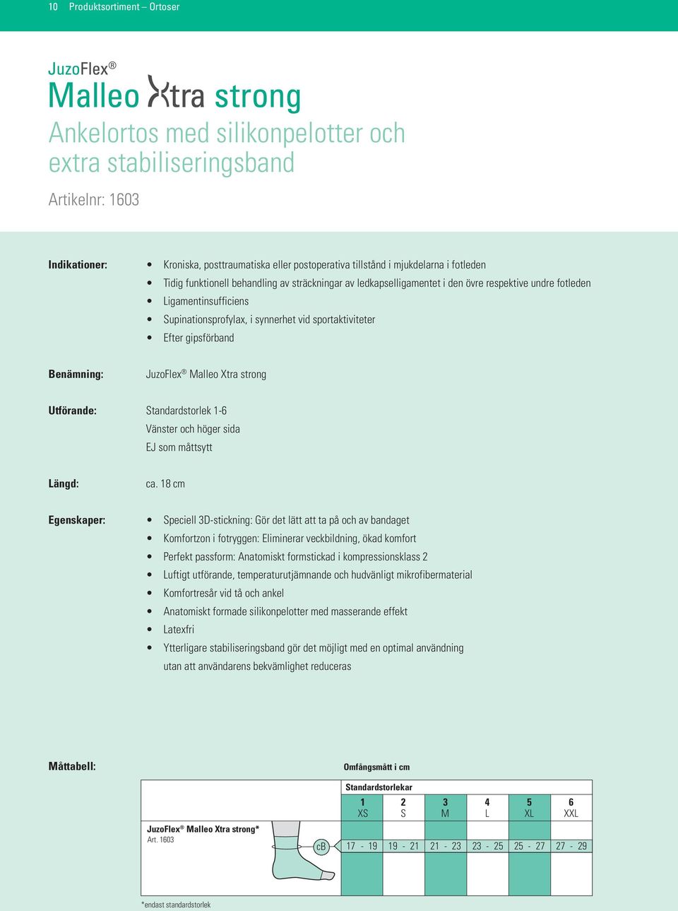 Benämning: JuzoFle Malleo Xtra strong Utförande: Standardstorlek 1-6 Vänster och höger sida EJ som måttsytt Längd: ca.