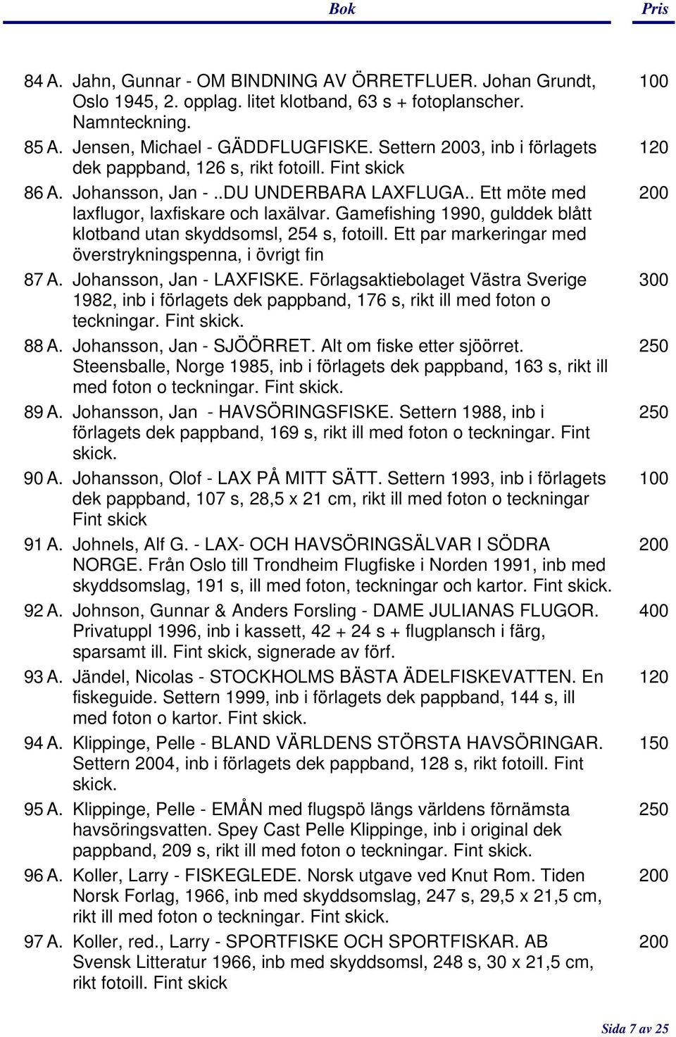 Gamefishing 1990, gulddek blått klotband utan skyddsomsl, 254 s, fotoill. Ett par markeringar med överstrykningspenna, i övrigt fin 87 A. Johansson, Jan - LAXFISKE.