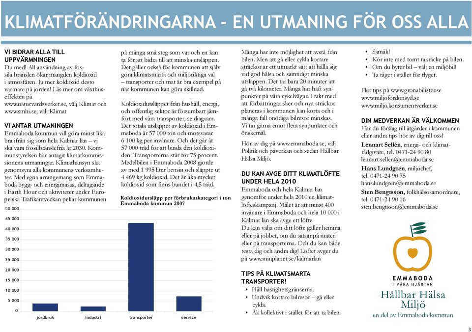 se, välj Klimat Vi antar utmaningen Emmaboda kommun vill göra minst lika bra ifrån sig som hela Kalmar län vi ska vara fossilbränslefria år 2030.