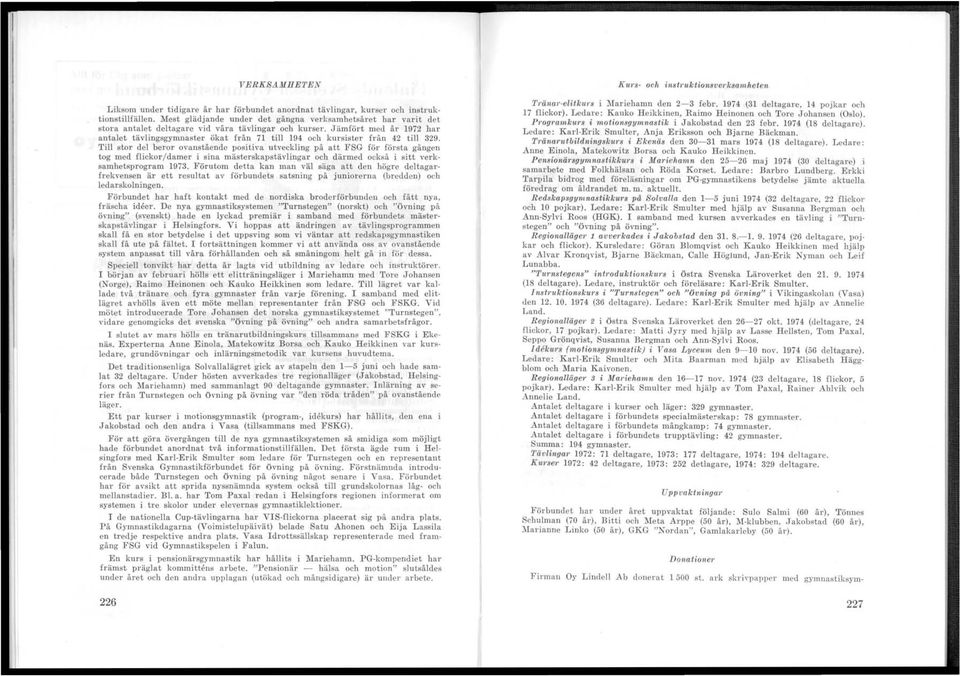 Jämfört med år 1972 har antalet tävlingsgymnaster ökat från 71 tili 194 och kul"sister hän 42 tili 329.