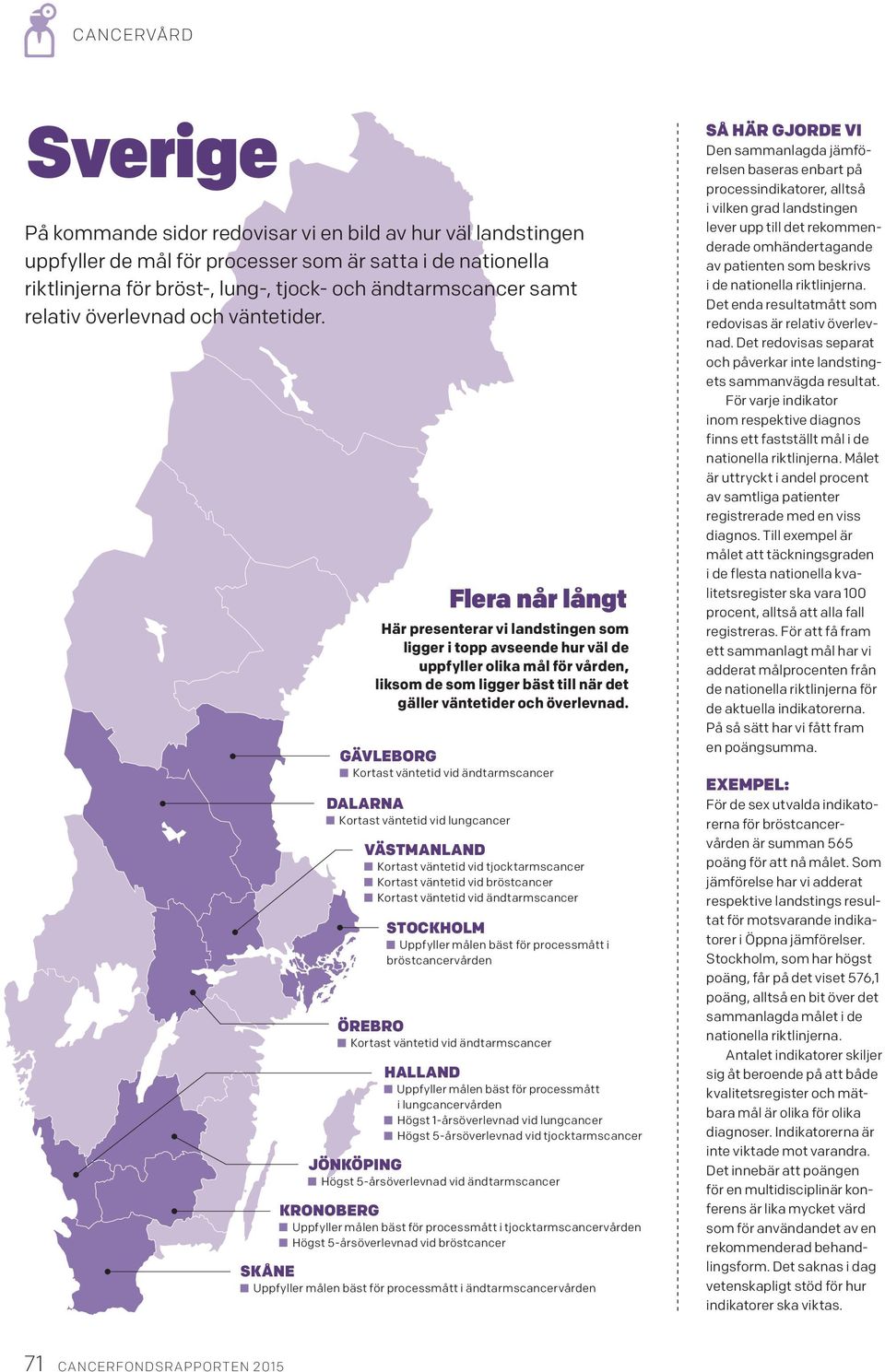 DALARNA Kortast väntetid vid lungcancer Flera når långt Här presenterar vi landstingen som ligger i topp avseende hur väl de uppfyller olika mål för vården, liksom de som ligger bäst till när det
