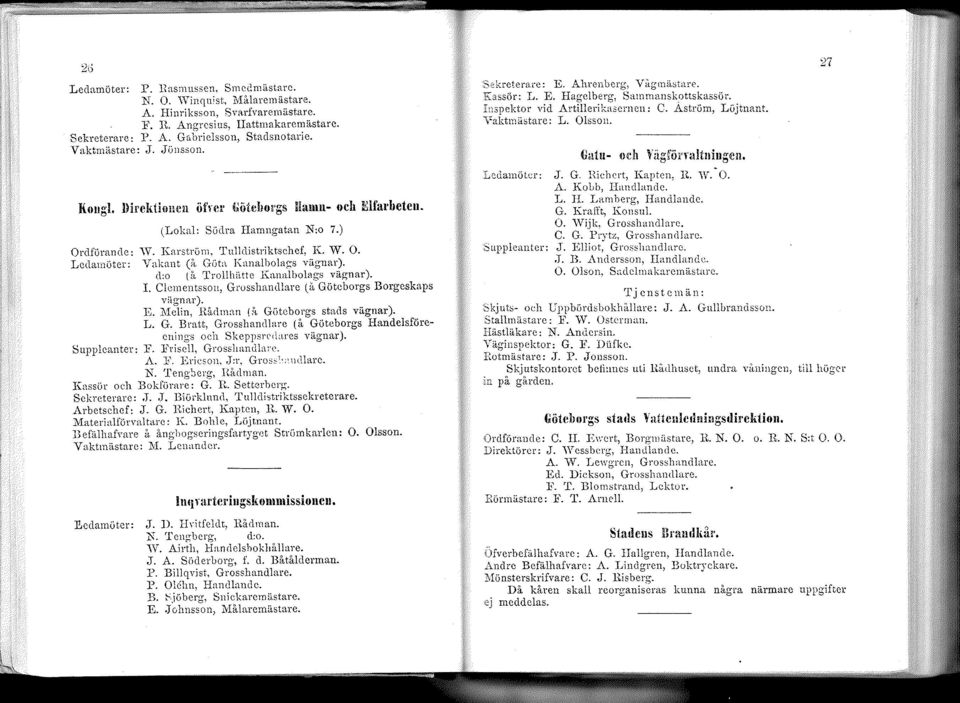 :.analbolags vägnar). d:o (å Trollhätte l\:analbolags vägnar). L ClcmentssoJl, Grosshandlare (IL Göteborgs Borgeskaps v1-ignar). K 11e1in, Håclman Ui Göteborgs stads vägnar). L. G. Bratt, Grosshandlare (å Göteborgs Handelsföreenings och Skeppsreda.