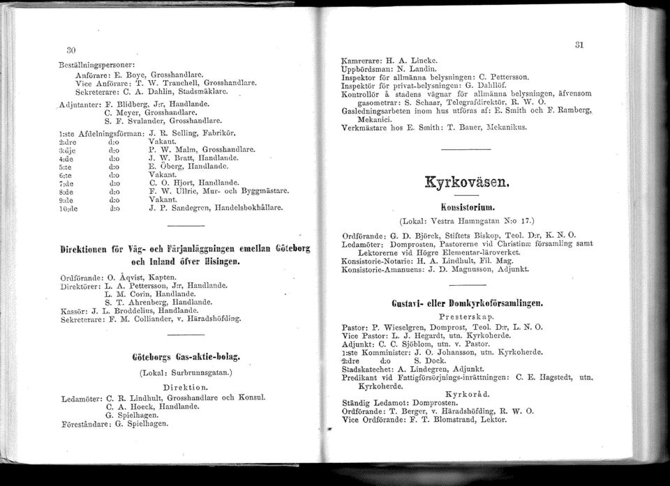 ,,,te d:o Bo Öberg, Handlande. 6:te (J:o Vak"nt. 7:de d:o C. O. Hjort, Handlande. 8:de d:o F. VV. Ullrie, Mur- och Byggmiistare. 9:de d:o Vakant. 10:<le ll:o J. P. Sal1lJegren, Handelsbokhållare.